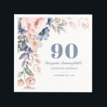 Floral Waterverf Dusty Blue Pink 90th Birthday Servet<br><div class="desc">Floral Waterverf Dusty Blue Pink 90th Birthday Paper Napkins personaliseert eenvoudig met uw partijdetails door op de knop Aanpassen te klikken om de stijl en plaatsing van de tekst verder te herschikken en te formatteren. TIP: Voeg onze aanvullende of overeenkomende objecten in ons collectie toe met hetzelfde ontwerp hieronder</div>