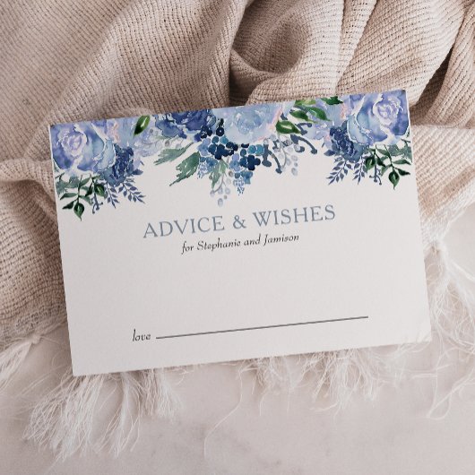Floral Waterverf Dusty Blue Wedding Advieskaart