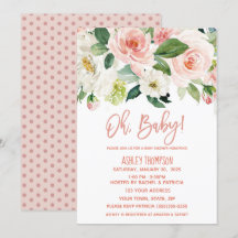 Floral Waterverf Dusty Pink Girls Baby shower