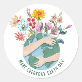Floral Waterverf Earth Day Ronde Sticker