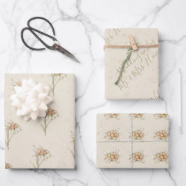 Floral Waterverf Edelweiss Inpakpapier Vel