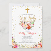 Floral Waterverf Eerste Heilige Communauteit Uitno Kaart (Voorkant)