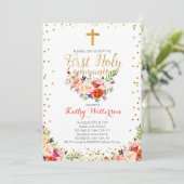 Floral Waterverf Eerste Heilige Communauteit Uitno Kaart (Staand voorkant)