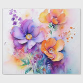 Floral Waterverf Elegance Cadeaupapier (Vlak)