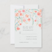 Floral Waterverf Elegant Bruiloft RSVP Kaarten (Voorkant)