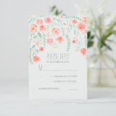 Floral Waterverf Elegant Bruiloft RSVP Kaarten (Staand voorkant)