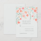 Floral Waterverf Elegant Bruiloft RSVP Kaarten (Voorkant / Achterkant)