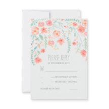 Floral Waterverf Elegant Bruiloft RSVP Kaarten