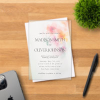 Floral Waterverf Elegant Clear Wedding