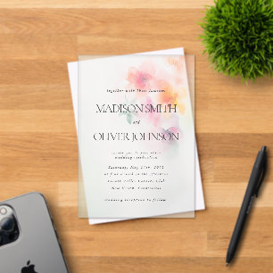 Floral Waterverf Elegant Clear Wedding Acryl Uitnodigingen