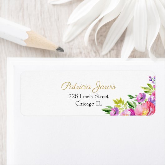 Floral Waterverf Elegant Etiket (Insitu)