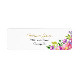 Floral Waterverf Elegant Etiket
