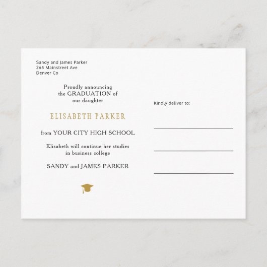 Floral waterverf elegant foto afstuderen aankondigingskaart (Achterkant)