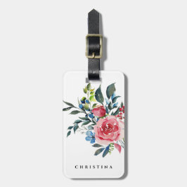Floral Waterverf Elegant gepersonaliseerd Bagagelabel