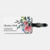 Floral Waterverf Elegant gepersonaliseerd Bagagelabel (Achterkant horizontaal)