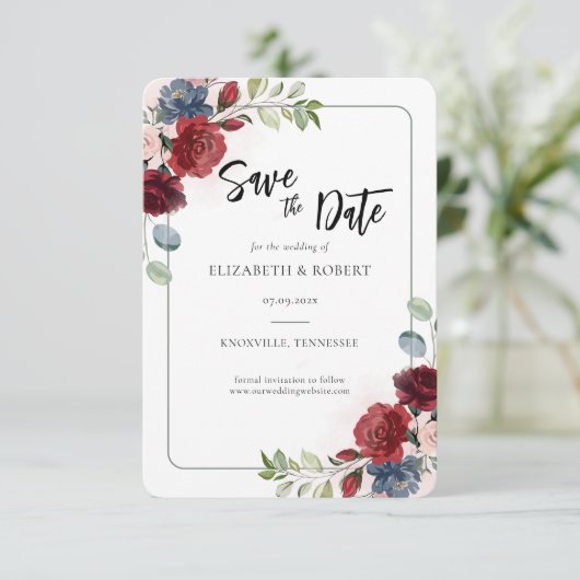 Floral Waterverf Elegant Modern Wedding Save The Date (Staand voorkant)