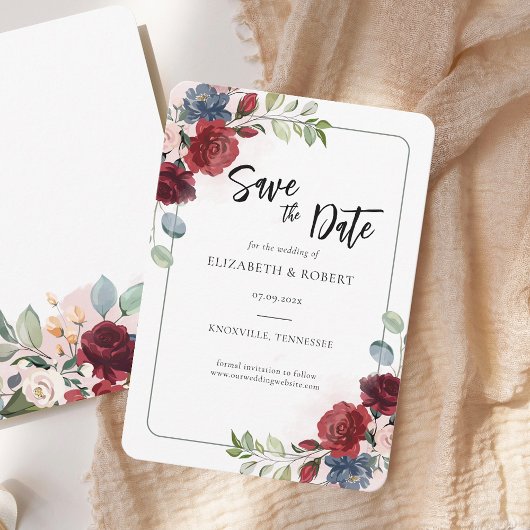 Floral Waterverf Elegant Modern Wedding Save The Date