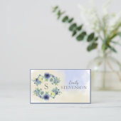 Floral Waterverf Elegant Monogram Visitekaartje (Staand voorkant)