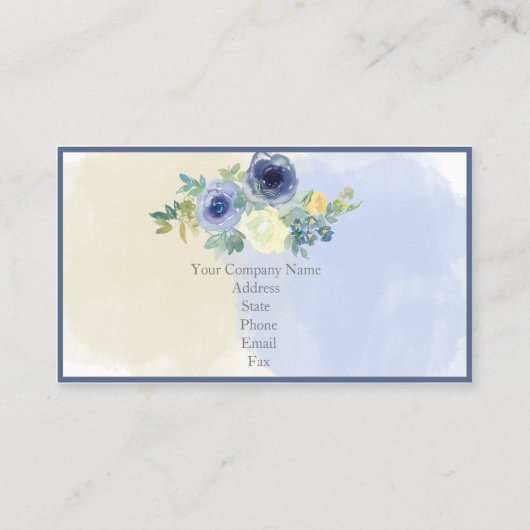 Floral Waterverf Elegant Monogram Visitekaartje (Achterkant)