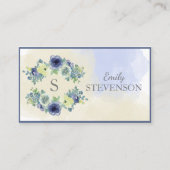Floral Waterverf Elegant Monogram Visitekaartje (Voorkant)