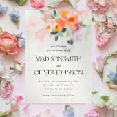 Floral Waterverf Elegant Romantisch Botanisch Save The Date