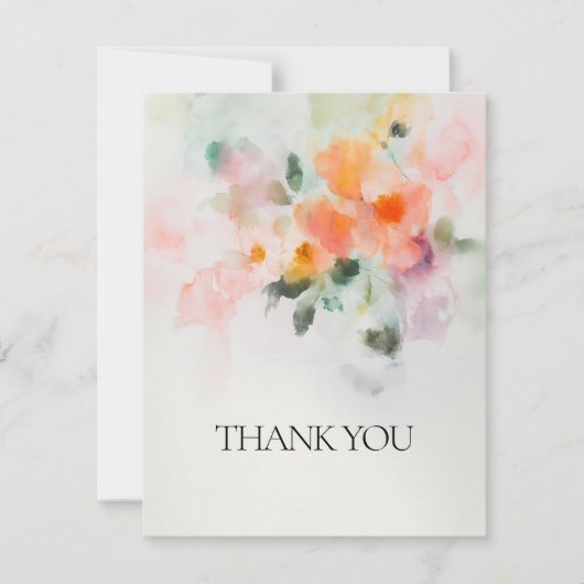 Floral Waterverf Elegant Romantisch Custom Wedding Bedankkaart (Voorkant)