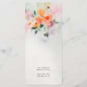 Floral Waterverf Elegant Romantisch Huwelijk Menu (Achterkant)