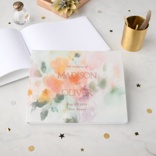Floral Waterverf Elegant Romantisch Luxe Huwelijk Gastenboek
