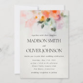 Floral Waterverf Elegant Romantisch Luxe Huwelijk Kaart (Voorkant)