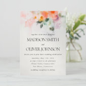 Floral Waterverf Elegant Romantisch Luxe Huwelijk Kaart (Staand voorkant)