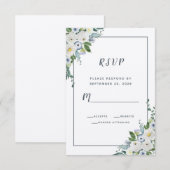 Floral Waterverf Elegant Wedding White Grey RSVP Kaartje (Voorkant / Achterkant)