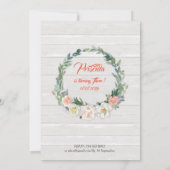 Floral waterverf Elephant Invitation, Baby 3de Kaart (Achterkant)