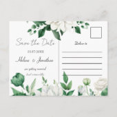 Floral Waterverf Emerald Green Boho Save the Date Aankondigingskaart (Achterkant)