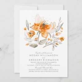 Floral Waterverf  Fall Wedding Invitations Kaart