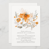 Floral Waterverf  Fall Wedding Invitations Kaart (Voorkant / Achterkant)