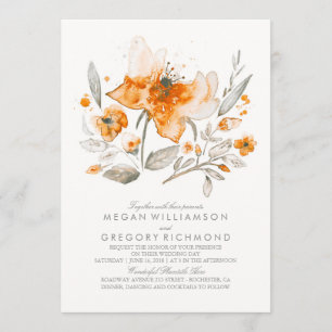 Floral Waterverf  Fall Wedding Invitations Kaart
