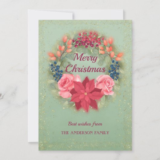 Floral waterverf faux glitter elegant aankondiging (Voorkant)