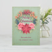 Floral waterverf faux glitter elegant aankondiging (Staand voorkant)