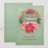 Floral waterverf faux glitter elegant aankondiging (Voorkant / Achterkant)