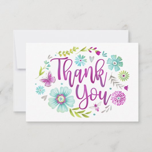 Floral Waterverf Flat Bedankt (Voorkant)