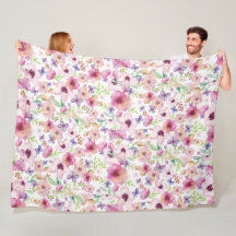 Floral Waterverf Fleece Blanket