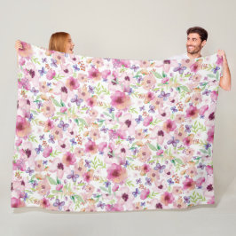 Floral Waterverf Fleece Blanket Deken