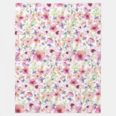 Floral Waterverf Fleece Blanket Deken (Voorkant)