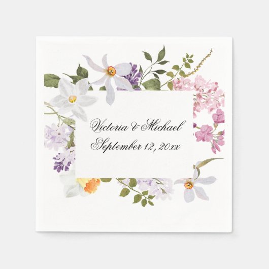 Floral Waterverf Floral Napkins Servet (Voorkant)