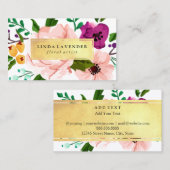 Floral Waterverf Foil Visitekaartje (Voorkant / Achterkant)