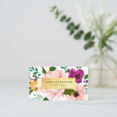 Floral Waterverf Foil Visitekaartje (Staand voorkant)