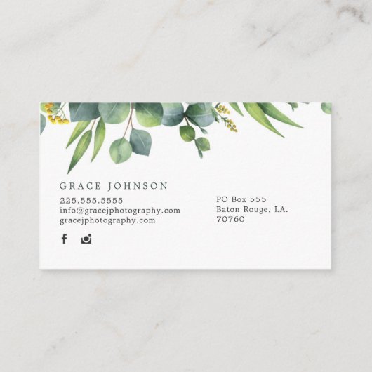Floral Waterverf Fotografie Visitekaartje (Achterkant)