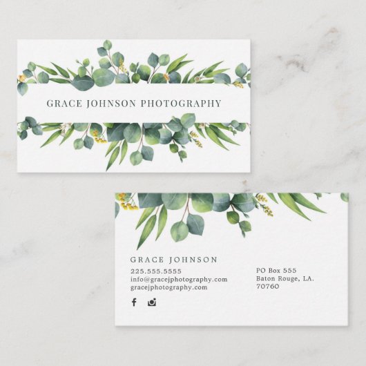 Floral Waterverf Fotografie Visitekaartje (Voorkant / Achterkant)