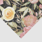 Floral Waterverf Garden Gold Black Ontkoppeling Tissuepapier (Detail)