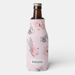 Floral waterverf Gepersonaliseerd Roos Flesjeskoeler